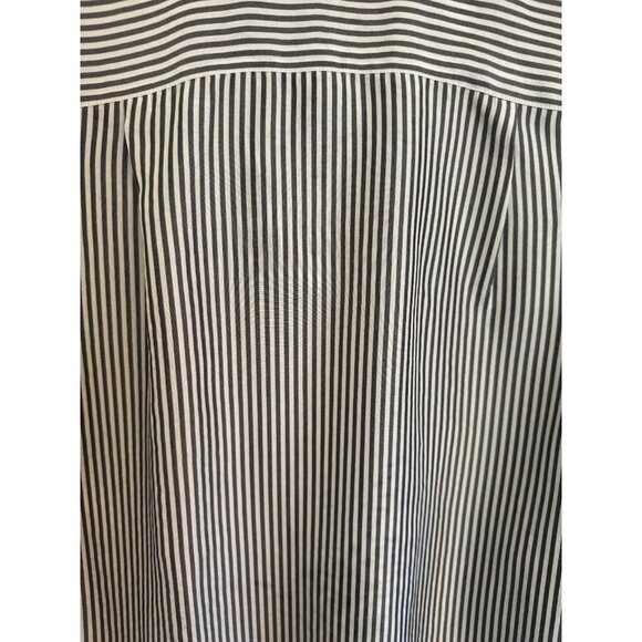 J. Crew Women's Silk Vertical Navy & White Narrow Striped Blouse, Size 00 - Picture 6 of 8